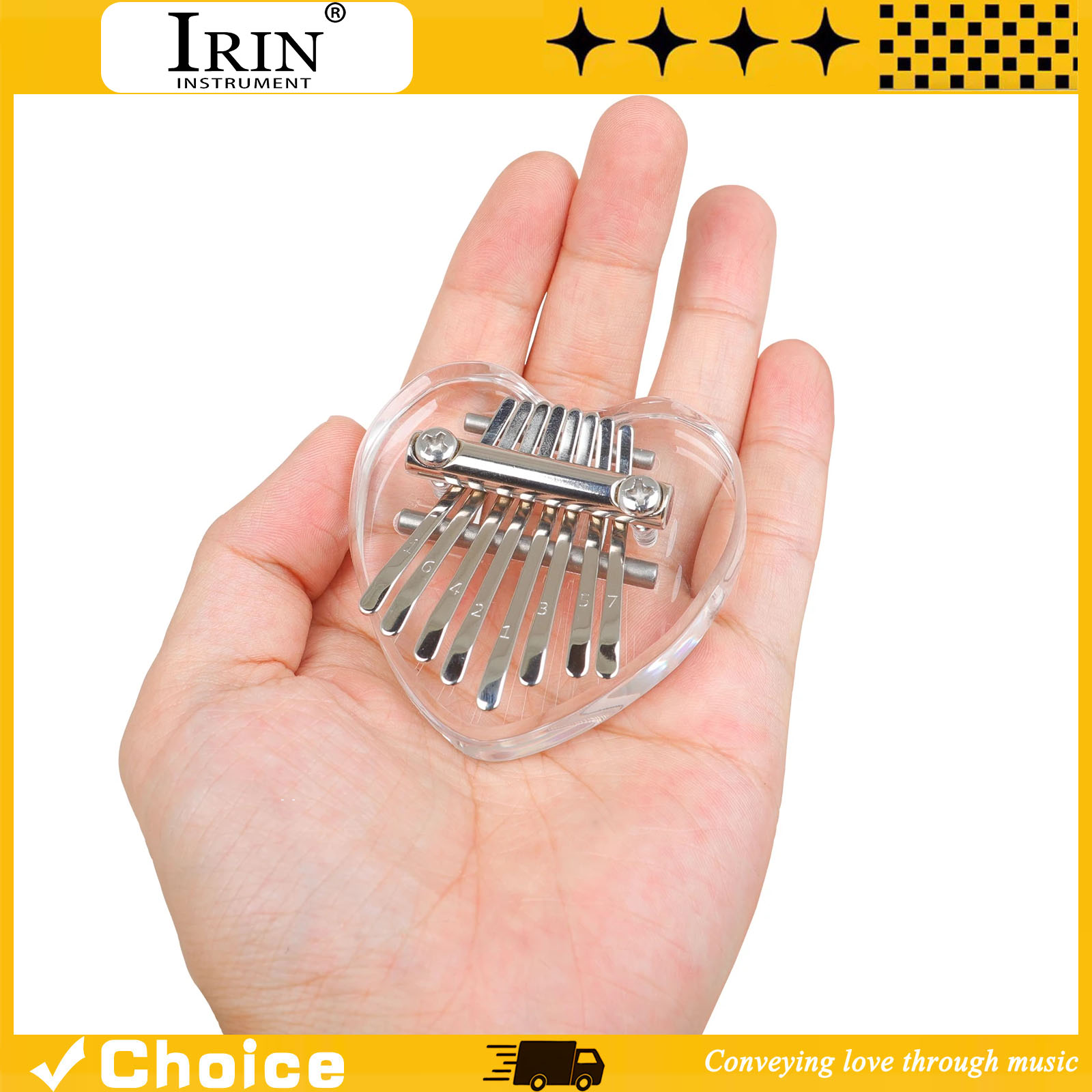 Musical Instrument Kalimba - 8-клавишная мини-калимба, акриловая прозрачная портативная пальчиковая